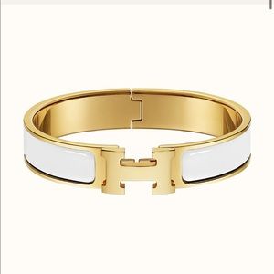 Hermes Clic H narrow bracelet white gold